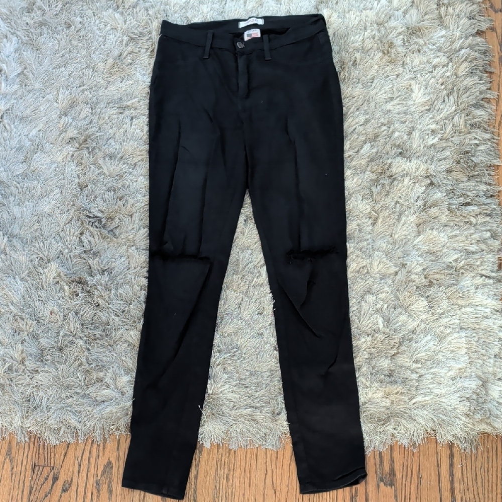 Black Ripped Knee High-Waist Skinny Jeans